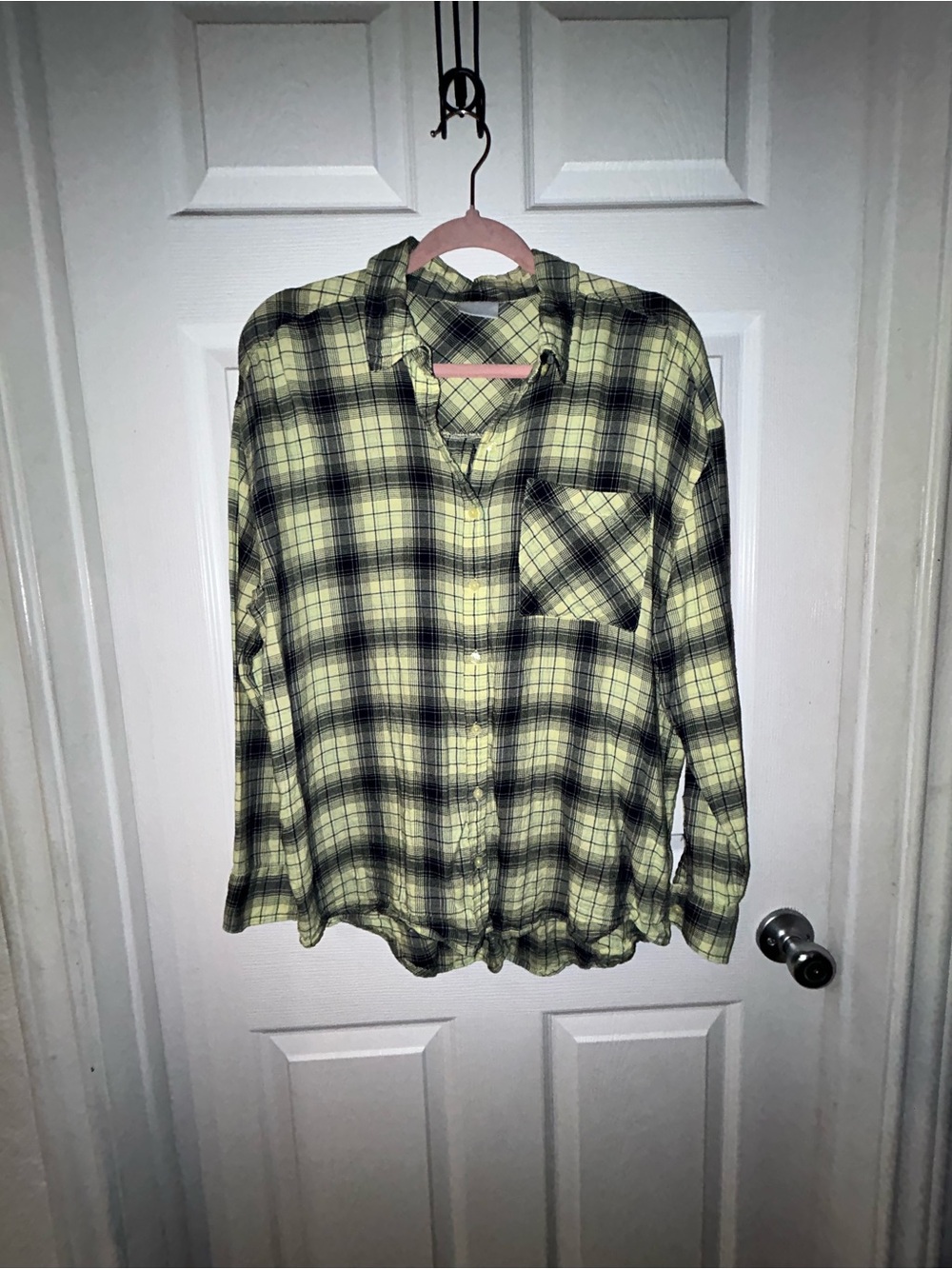 Abound (Nordstrom) Yellow and Navy Lightweight Flannel Button-Down Shirt